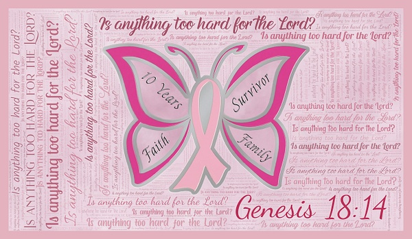 Breast Cancer Pink Butterfly - Genesis 18:14 - John Roberts - Clicking With Nature®