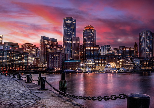 Boston Skyline from Long Wharf - Cityscape Photography - John Dukes Photography