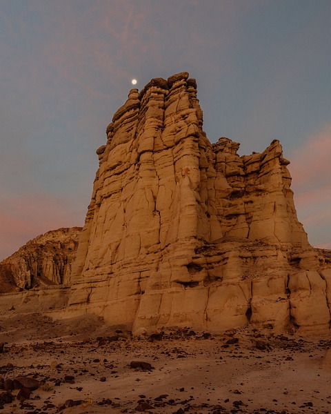 Moon over Rock Formations at Dawn  I - New Mexico - Jack Kleinman 