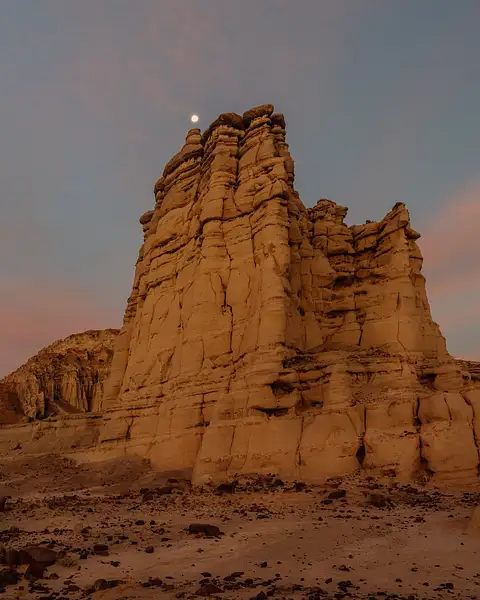 Moon over Rock Formations at Dawn  I by Jack Kleinman