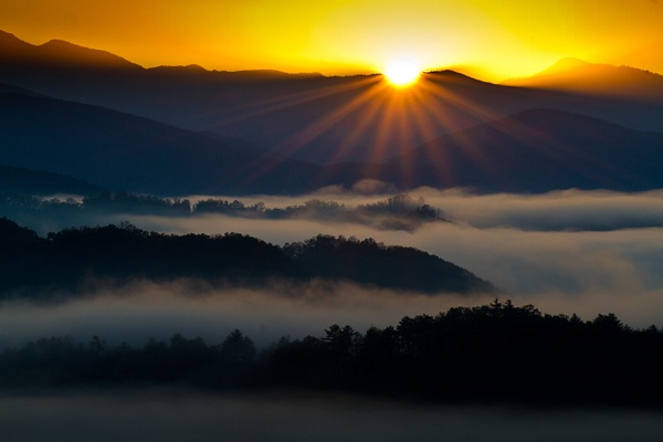 Smoky Mountain Sunrise - Sun Rise/Set - Allan Barnett 