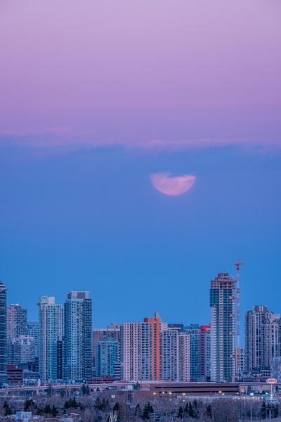 Layers of Colors-Pink Supermoon over Calgary - City of Calgary - Yves Gagnon Photography 