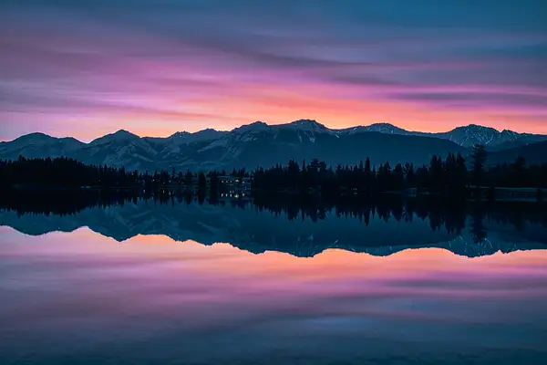 Lac-Beauvert-with-pink-sky by Yves Gagnon