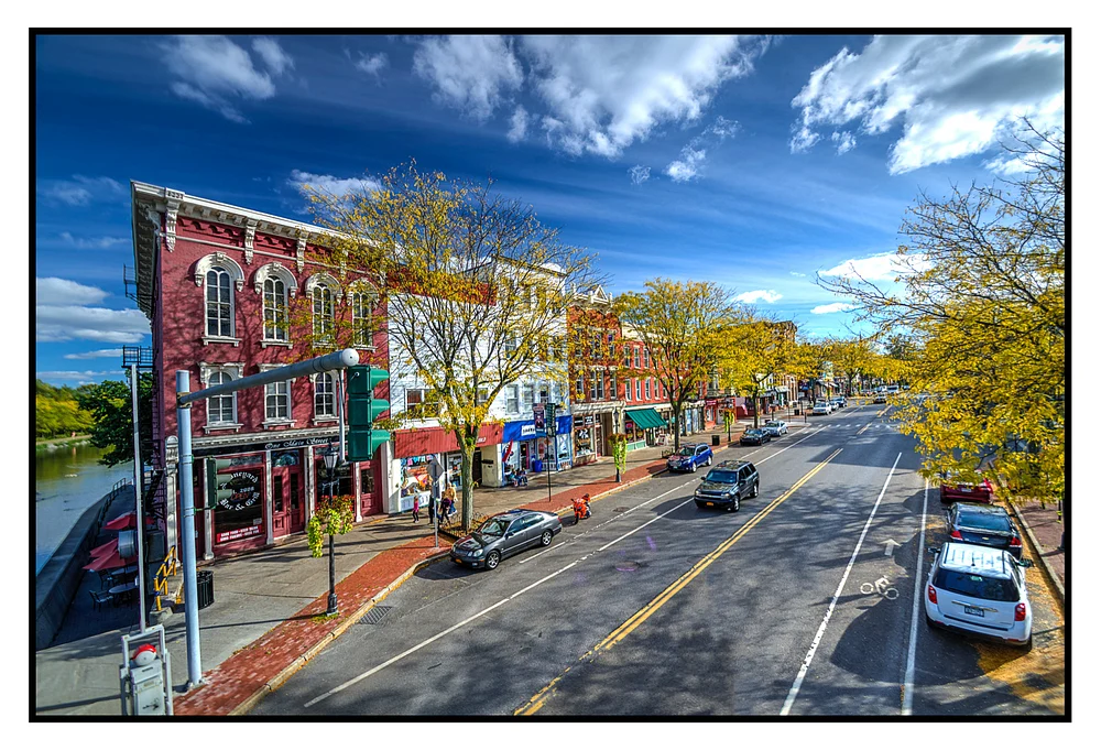 Vibrant Main Street Scene in Brockport, New York