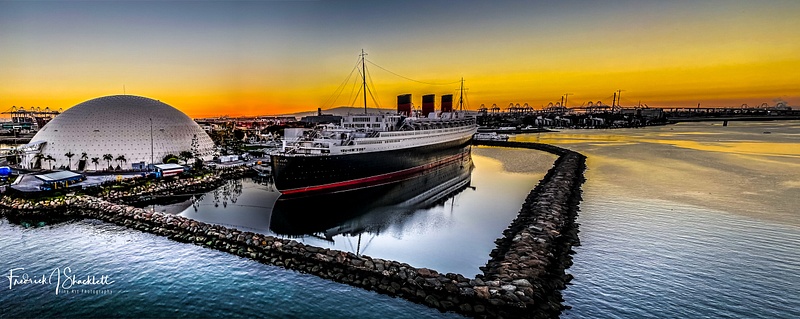 Queen Mary Long Beach Sunset-Pano