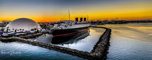 Queen Mary Long Beach Sunset-Pano by PhotoShacklett
