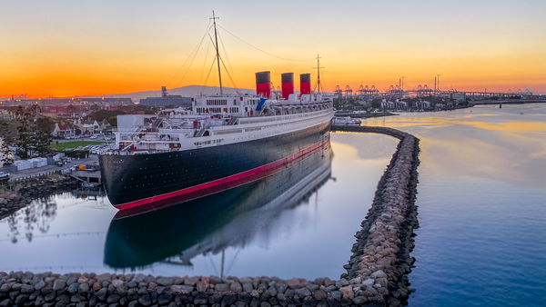 Queen Mary Long Beach Sunset - FJ Shacklett Photography 