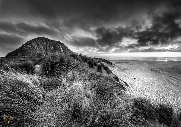 Morro Bay Rock Black and White - FJ Shacklett Photography 