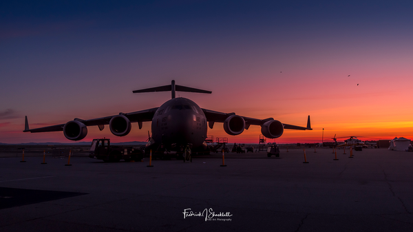 C-17 Sunrise On Ramp Lancaster, CA - Airshows - Fredrick Shacklett Fine Art Photography