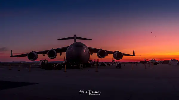 C-17 Sunrise On Ramp Lancaster, CA by PhotoShacklett