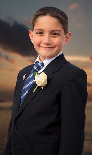 young_man_port_jefferson_flower_blue_white_tie_dark_suite_sunset - Portraits - Matt West Photography 