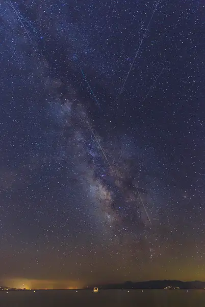 Perseid Meteor Shower over Lake Tahoe by Doug Arnold