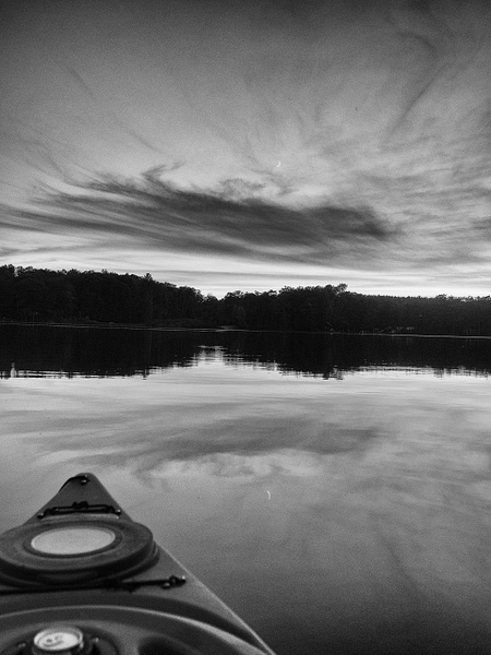 Kayak and Clouds - Black and White - That Moment, Click