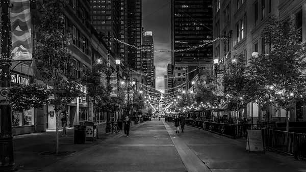 Steven Avenue at Night B&amp;W Calgary, Alberta - Calgary,Alberta - MichaelBrownPhotography