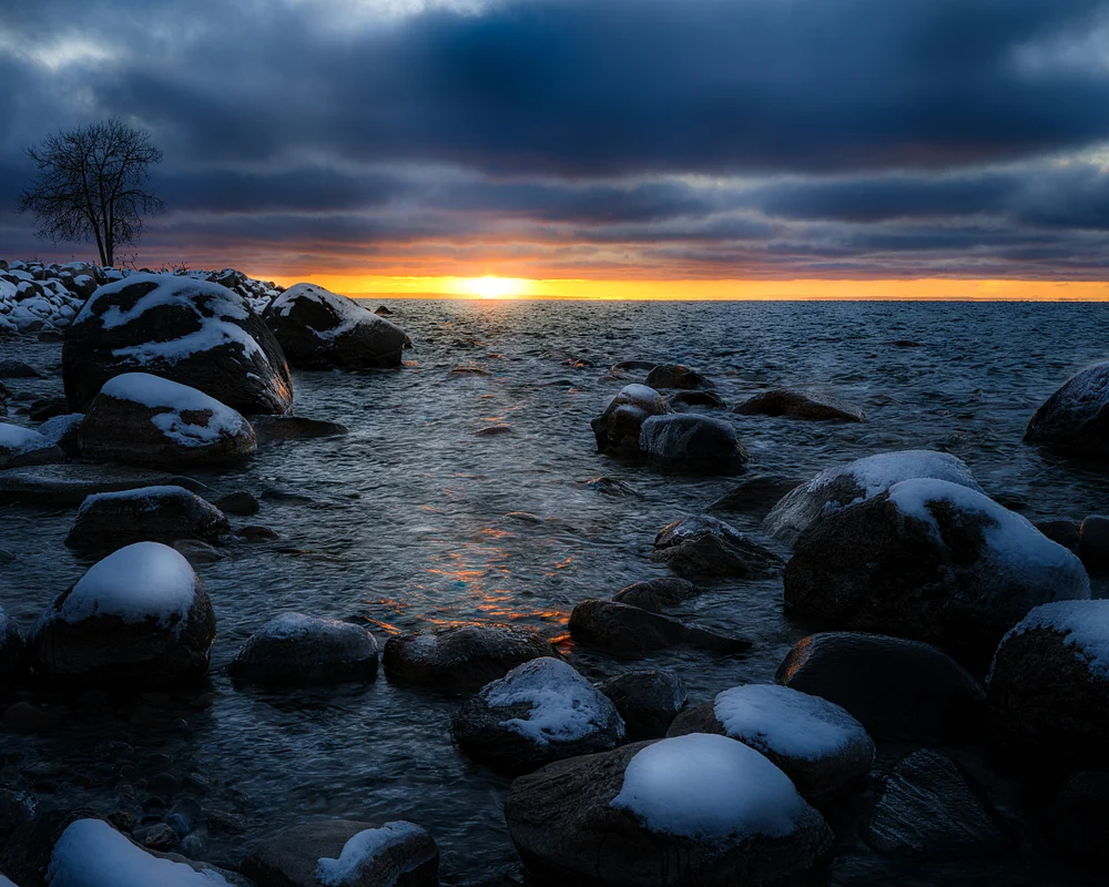 Sunset over Georgian Bay during Winter - Andy