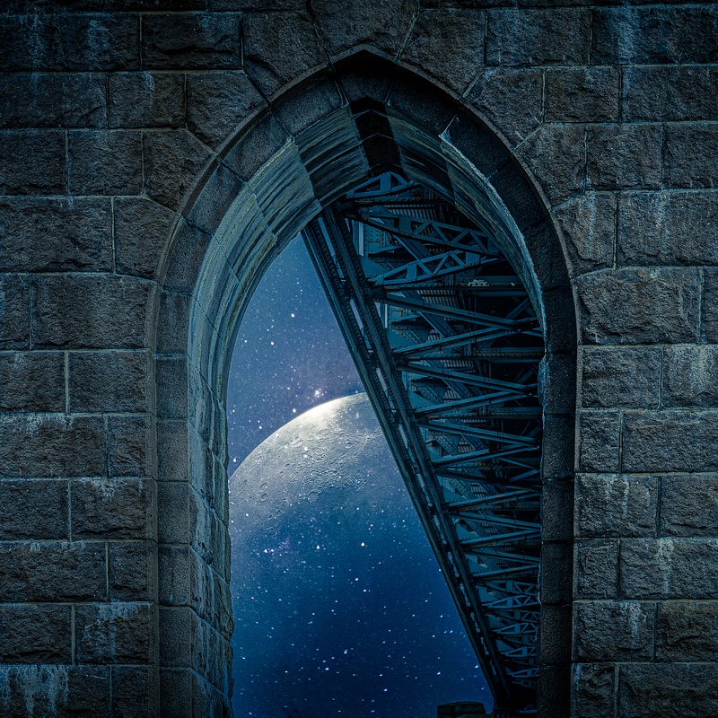 Moon bridge blue