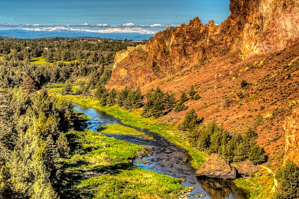 Smith Rock, Famous for Rock Climbing! With  3 Sisters in Distance - MORE: Oregon Smiles - Ron Wolf Photography