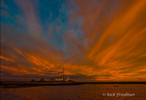 Sunset clouds over Eastern Point  Light House, Gloucester, MA by Rick Friedman - Rick Friedman Photography 