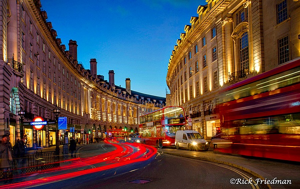 Evening at Regent St., Piccadilly ,London, UK - Scenics and Long exposures - Rick Friedman Photography