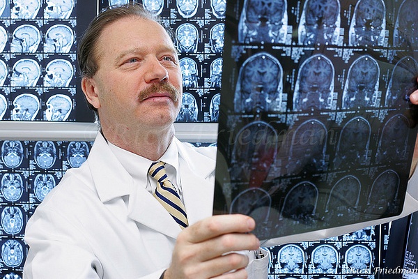 G. Rees Cosgrove, MD, FRCSC,  Neurologist, Brigham  &amp; Woman's Hospital  reading brain scans by Rick Friedman - Rick Friedman Photography 
