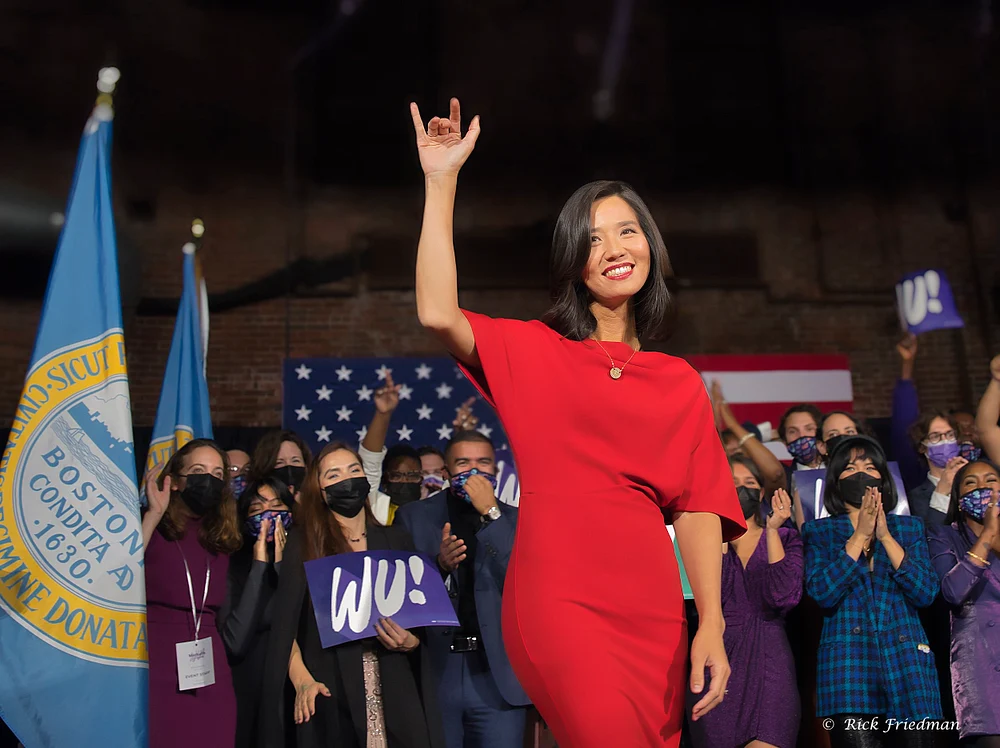 Boston Mayor Michelle Wu Celebrates Election Victory  by Boston photographer Rick  Friedman
