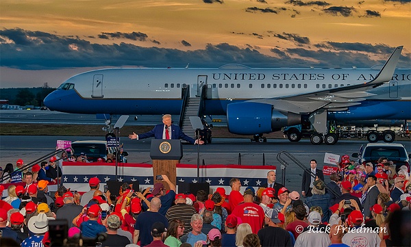 President Donald Trump in front  of Air Force One in  Portsmouth,  NH - Rick Friedman Photography 