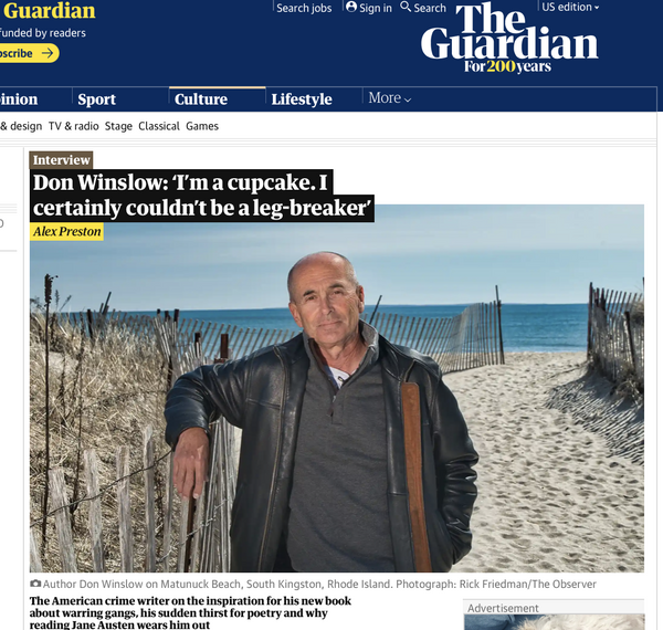 Author Don Winslow on Rhode Island  beach for the Guardian by Rick Friedman - Published - Rick Friedman Photography