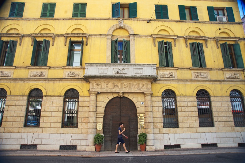 Yellow Verona Building with man copy