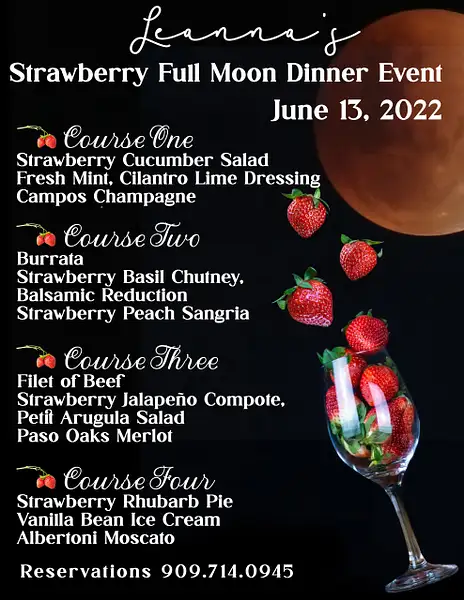 Strawberry Moon Dinner Menu 2022 by Donna Elliot