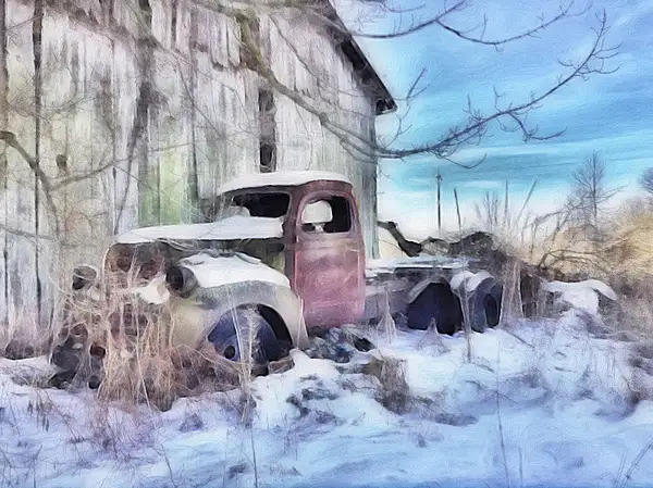 3 Truck and Barn by Rad Drew