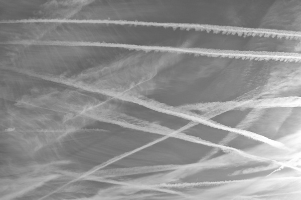 Multiple Contrails - High Clouds at Sky and Cloud 