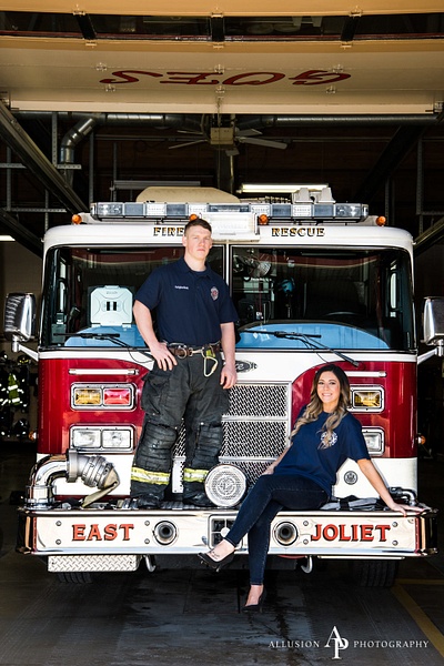 chicago-enagagement-fireman-truck - Engagements - Allusion Photography