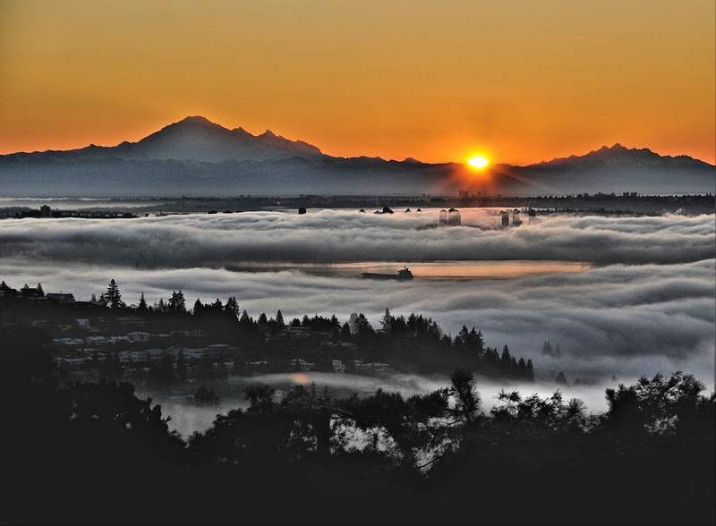 Fog & Sunrise over Vancouver
