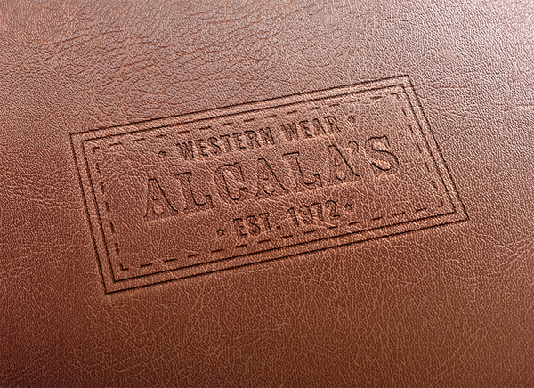 Leather Stamping Logo MockUp 2 - Alcala's Western Wear - Lorenzo Huerta