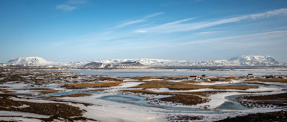 Stunning Myvatn Overlook with Winter Landscape
