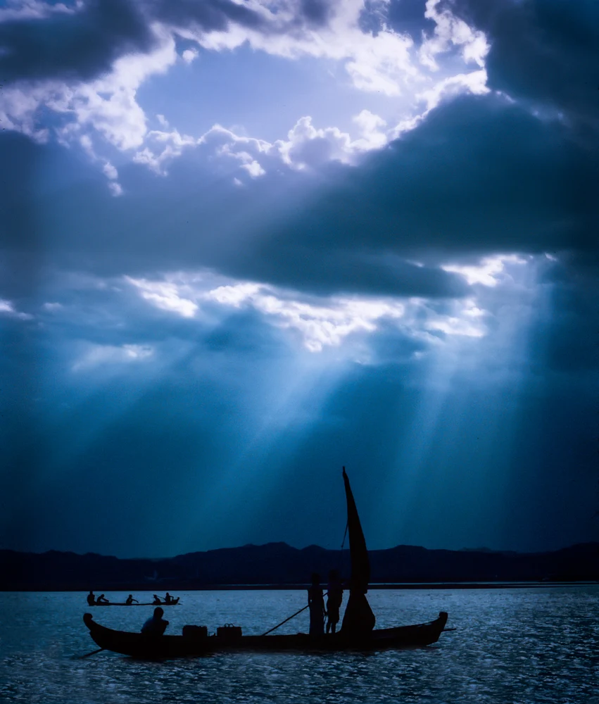 Ethereal Storm Clearing Over Irrawaddy River in 1986