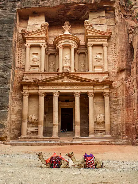 Al-Khazneh (The Treasury) temple in Petra, Jordan,...