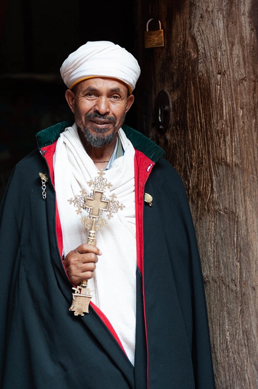 A priest at one of the rock hewn churches in Ethiopia