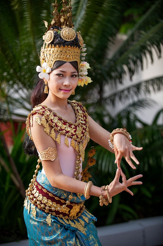 Apsara dancer. Each unique hand gesture represents a word or element important to the Cambodian people