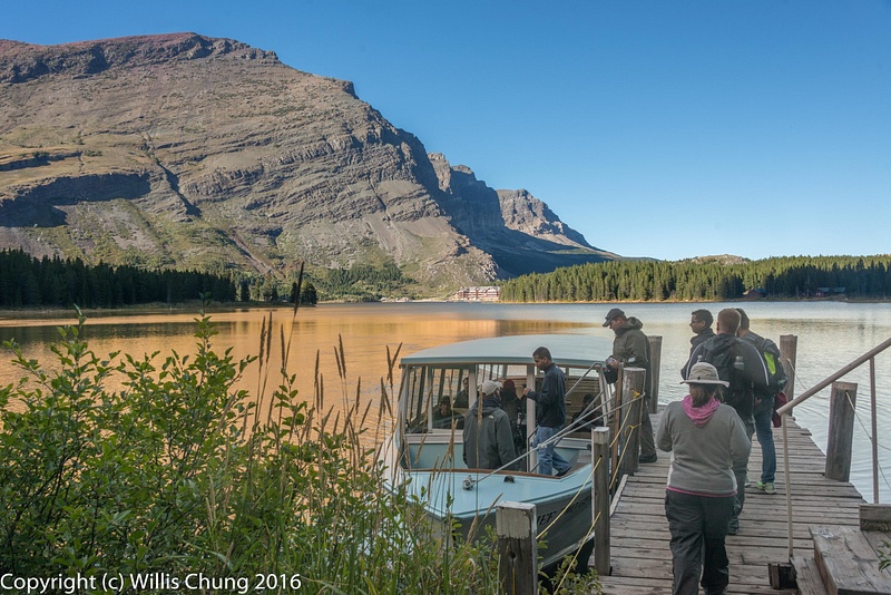 Boarding the second boat to take us across Swiftcurrent Lake back to the lodge.