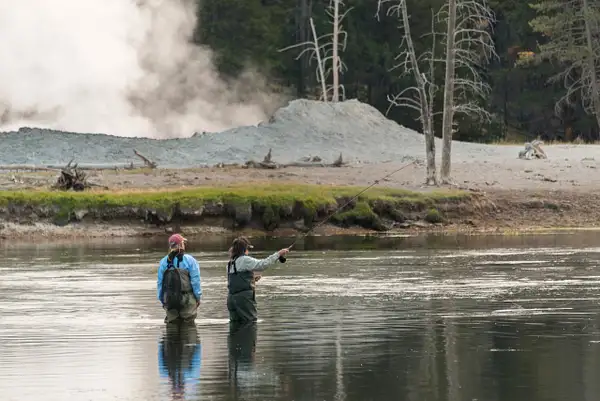 Fly fishing in the Yellowstone River near Sulfur...