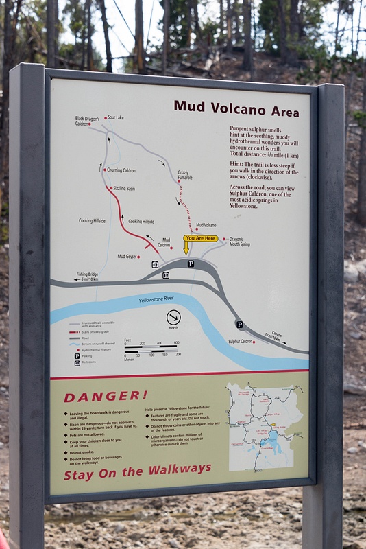 Mud Volcano, a short drive north of Yellowstone Lake