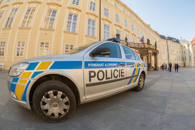Skoda police car, responding to the fire alarm, Courtyard III, Prague Castle, Praha, Czechia