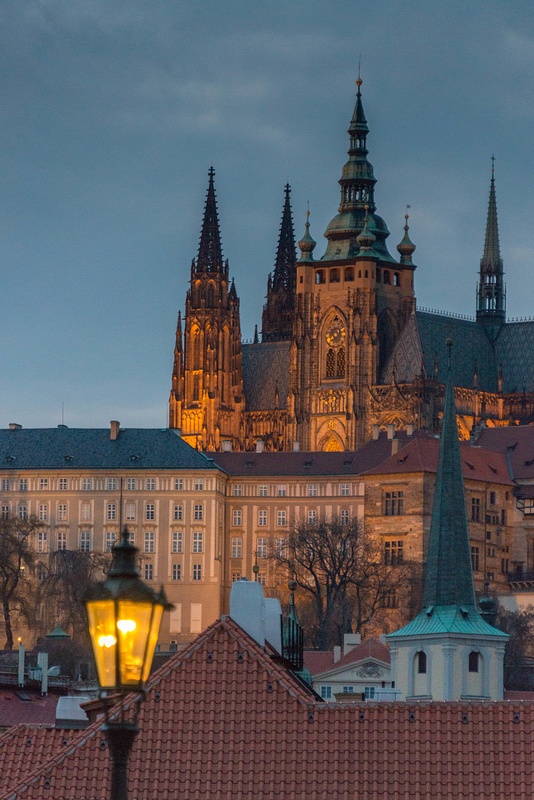 St. Vitus Cathedral and part of the Prague Castle complex on the hill.