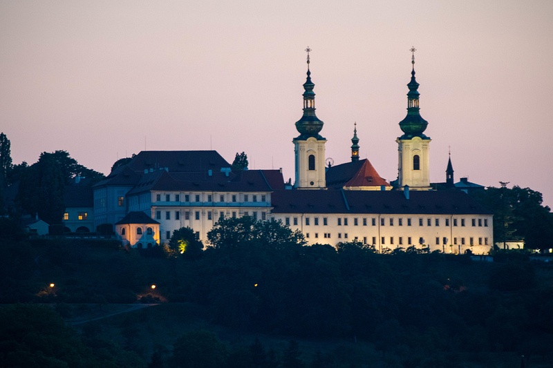 Strahov Monastery illuminated.
