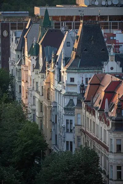 Buildings along the east side of Pařížská catching...