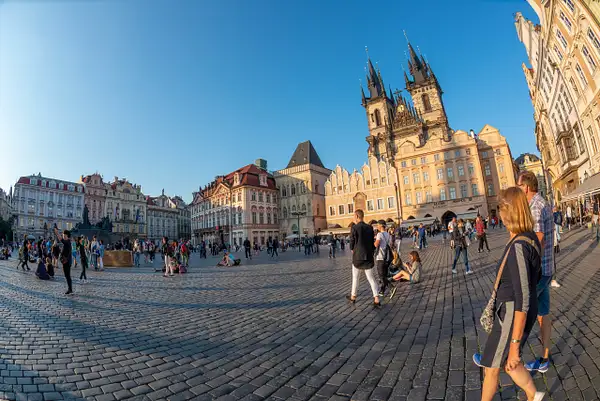 Looking to the east in Old Town Square, Praha, Czechia....