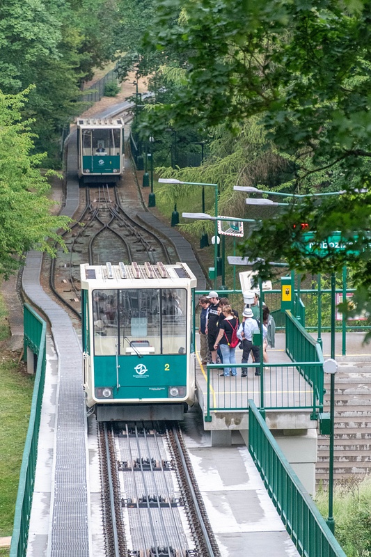 Looking down over the Petrin funicular. We could have taken the tram, but chose to walk down.