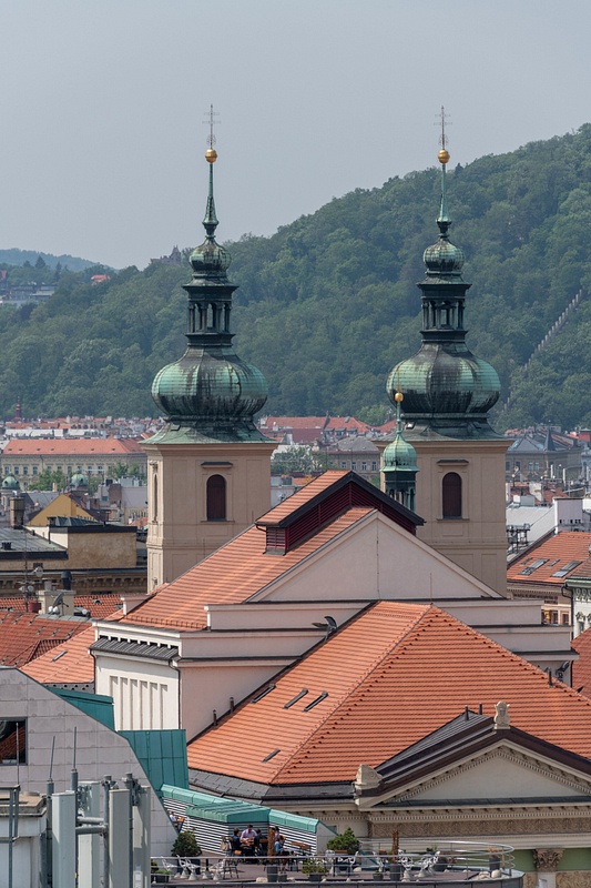 Steeples of the Church of St. Gallen to the southwest.