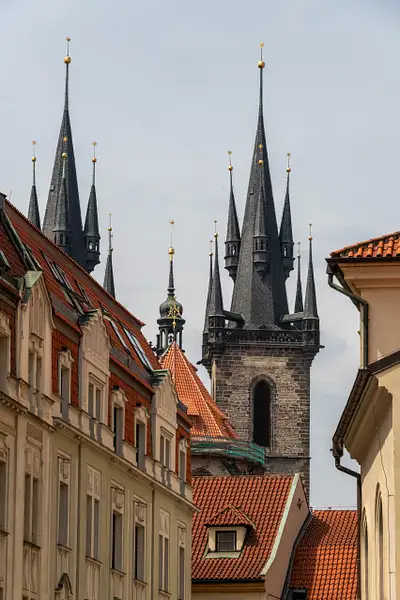 Steeples of Church of Our Lady before Týn seen from the...